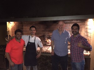 Tim with Nestor - owner of Cordillera Vinos y Fuegos, the chef and Exequiel from Bodegas Lagarde Argentina Wine Tour