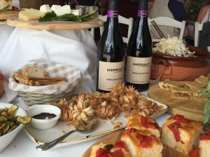 Puglia Wine Tour buffet table at Masseria Mansueto
